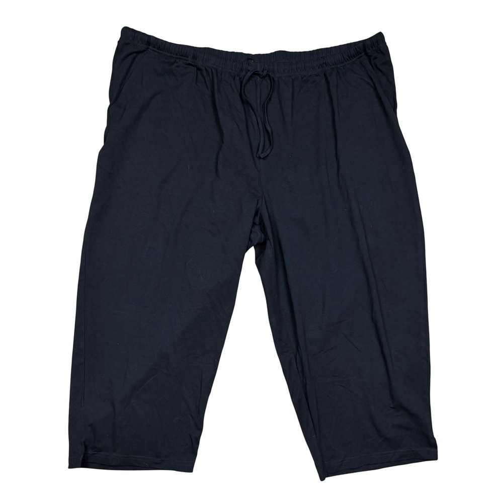 NWT Ulla Popken Black Cotton Jersey‎ Cropped Drawstring Pants Plus Size 28/30